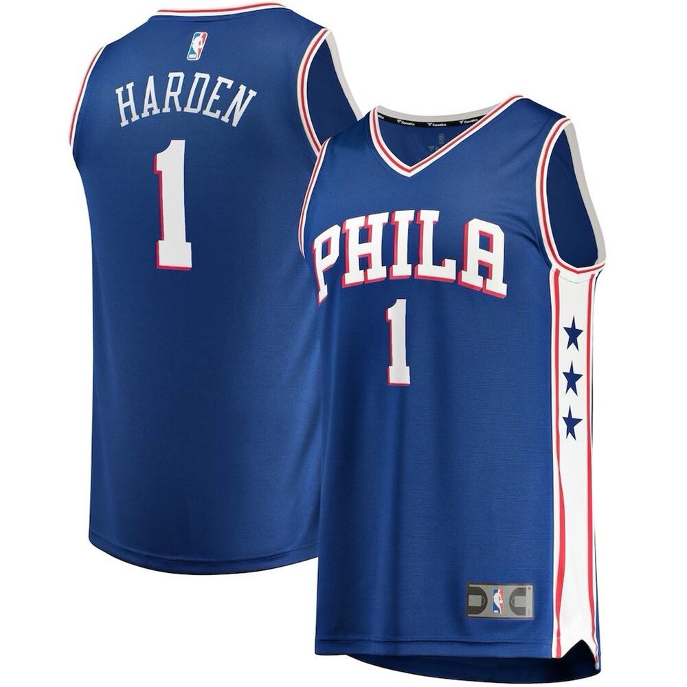 NWT Fanatics 1 Harden Royal Philadelphia 76ers Fast Break Replica Player Jersey